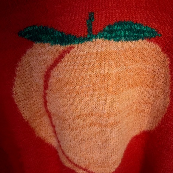 Free People Red Sweater with Peach Motif - Picture 4 of 6